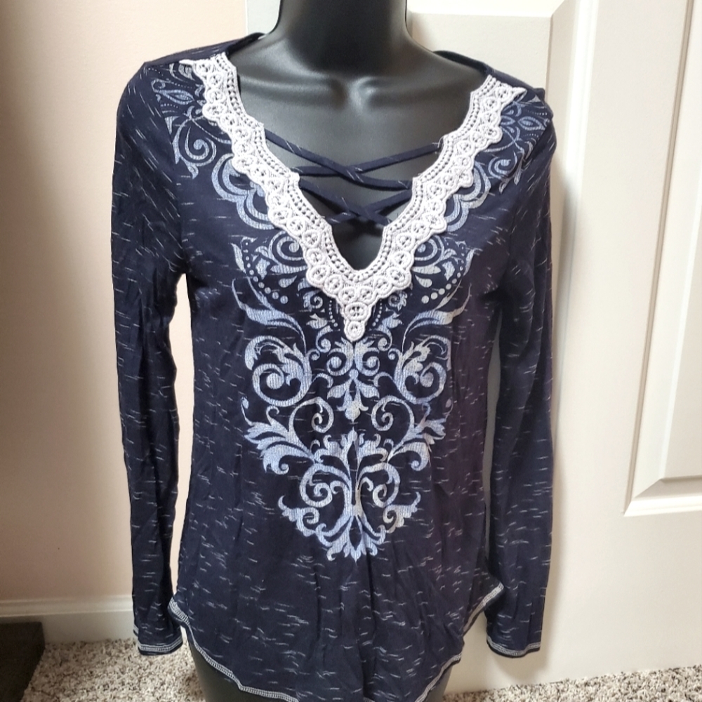 VENUS Long Sleeve Embellished Top NWT